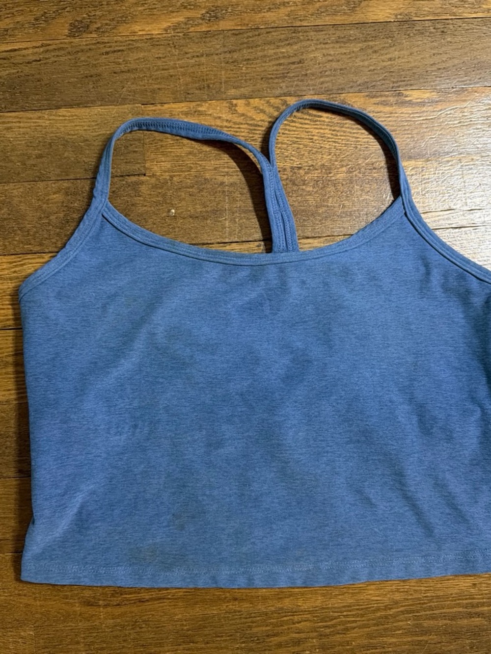 Beyond Yoga Blue Cropped Spaghetti-Strap Tank